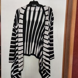 New York & Company Black and White Asymmetrical Cardigan Size  S